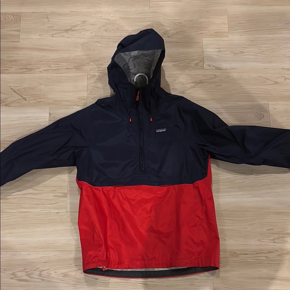Patagonia Navy and Red Hooded rain Jacket